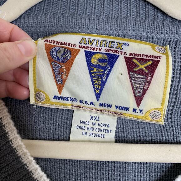 AVIREX VARSITY Mens Vintage 90s Grey Sleeveless V-Neck Sweater Size XXL - Picture 2 of 4